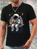 Unisex O Neck Tee Astronaut Burger Cartoon Print Cotton Short Sleeve Loose Summer Street Breathable Daily Casual Basic Wear Top