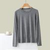 Women's Crew Neck Long Sleeve Tee Slim Fit Commuter Casual Top Solid Rayon Spandex Summer Undershirt Basic Layering Shirt