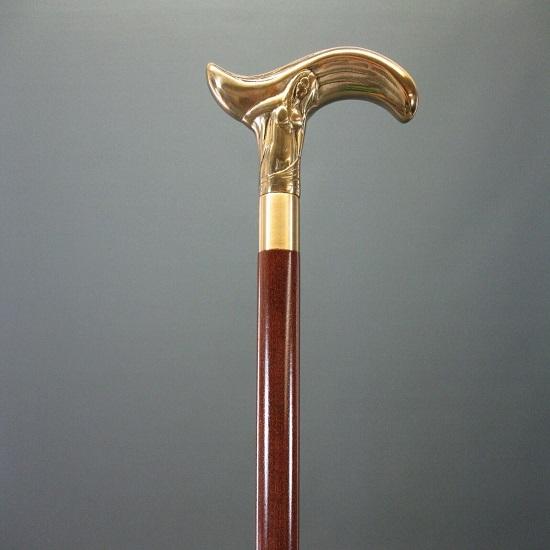 Dame Nue en Laiton Canne de Marche en Laiton Massif Canne en Bois Victorienne Cadeau Antique
