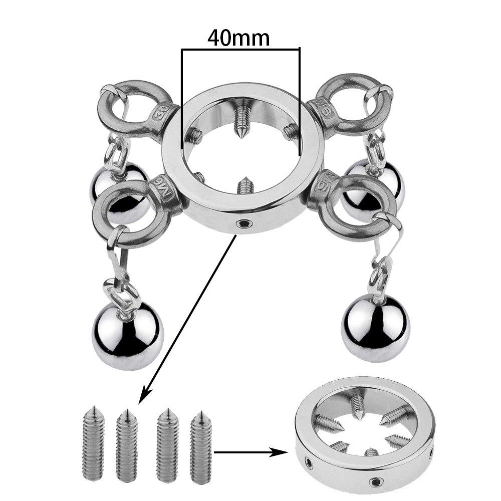 Sexleketøy for voksne Pungenheng Penisring Metall Rustfritt stål Hanebur Strekkøvelse Mannlig onanileketøy