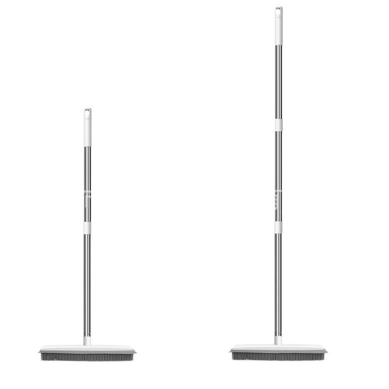 Silicone Soft Bristle Floor & Carpet Cleaning Brush with Dual-Use Squeegee for Pet Hair Removal