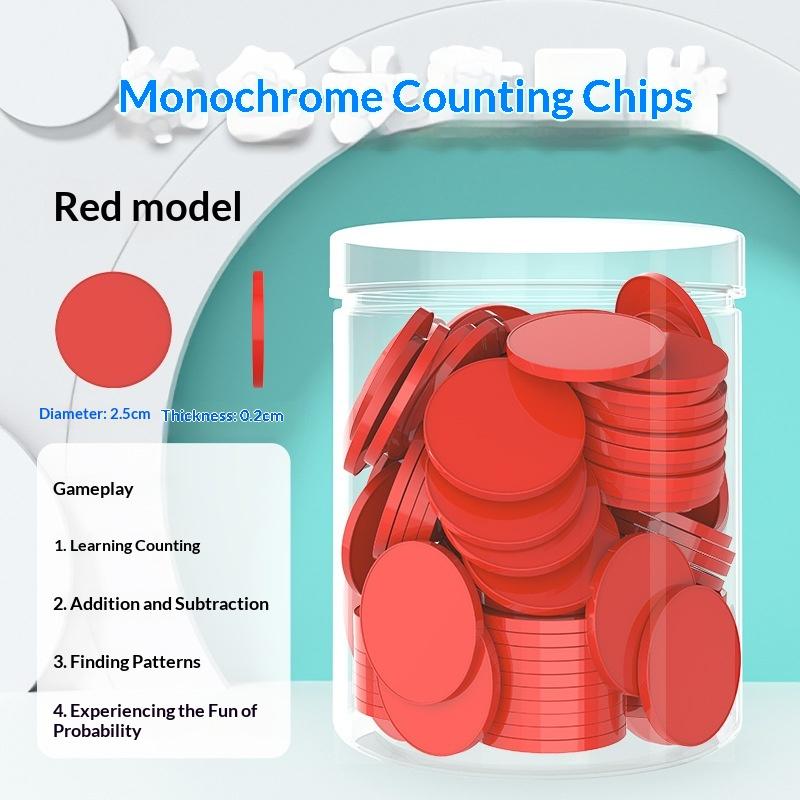 100Pcs Plastic Counting Tokens Colored Round Addition Subtraction Operation Math Teaching Tool Board Game Tokens Bingo Markers