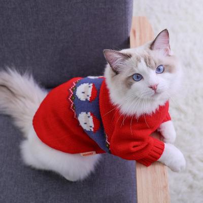 Vintervarm Ragdoll-katttröja - Anti-håravfall Jul- och Nyårsoutfit