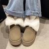 Fur and Fur Integrated Snow Boots for Women Winter with Thick Velvet and Outer Wear Warm and Thick Soled Cotton Bread Shoes