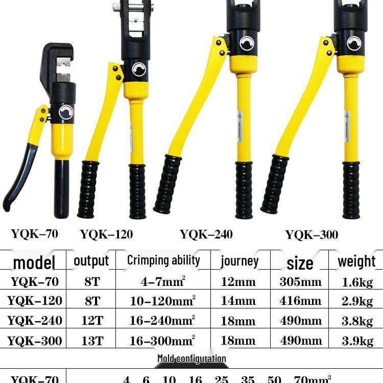 Hydraulic Crimper for Cold Crimping Copper/Aluminum Lugs YQK-70/120/240/300
