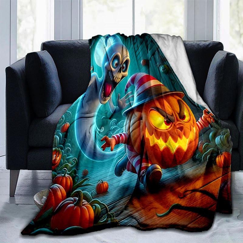 1pc Lively Pumpkins and Ghosts Blanket Soft Warm for Home Decor, Living Room, Travel, Camping, Car Blankets, Beach