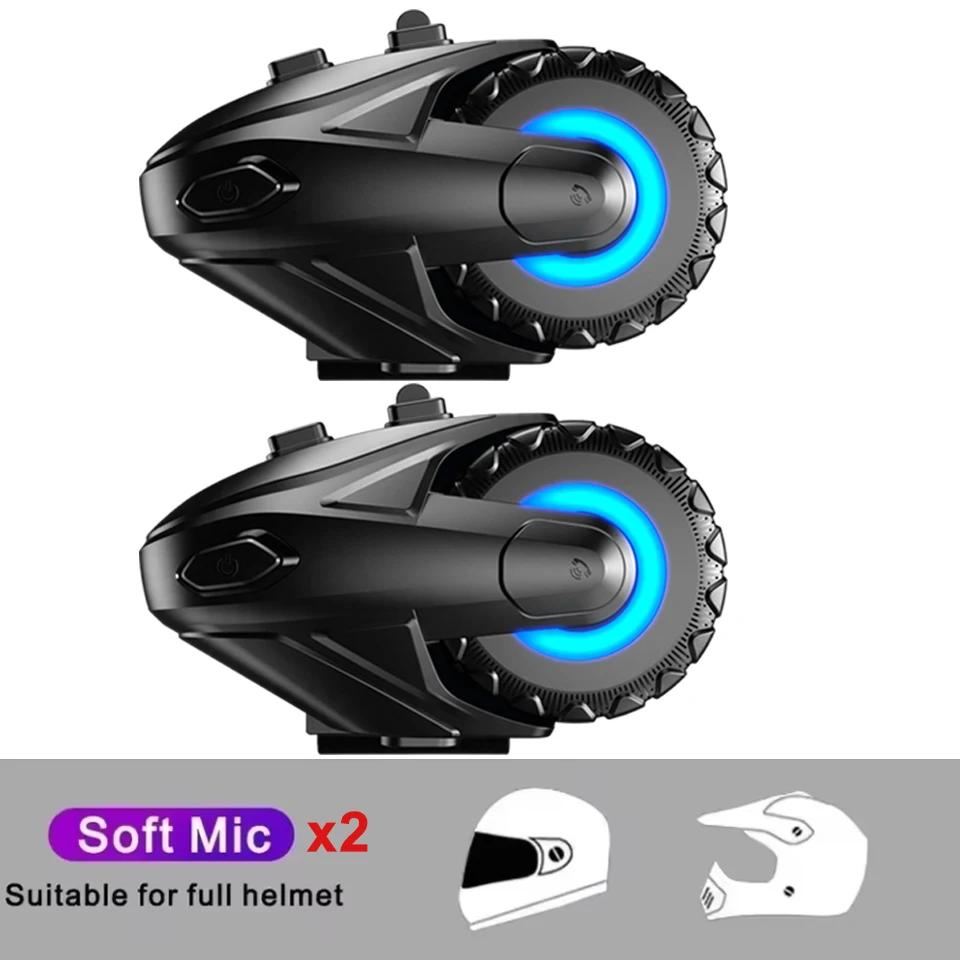 1/2pcs Motorcycle Intercom Headset Helmet For 2 Riders Intercommunicator Moto 500M Waterproof Music Sharing Interphone
