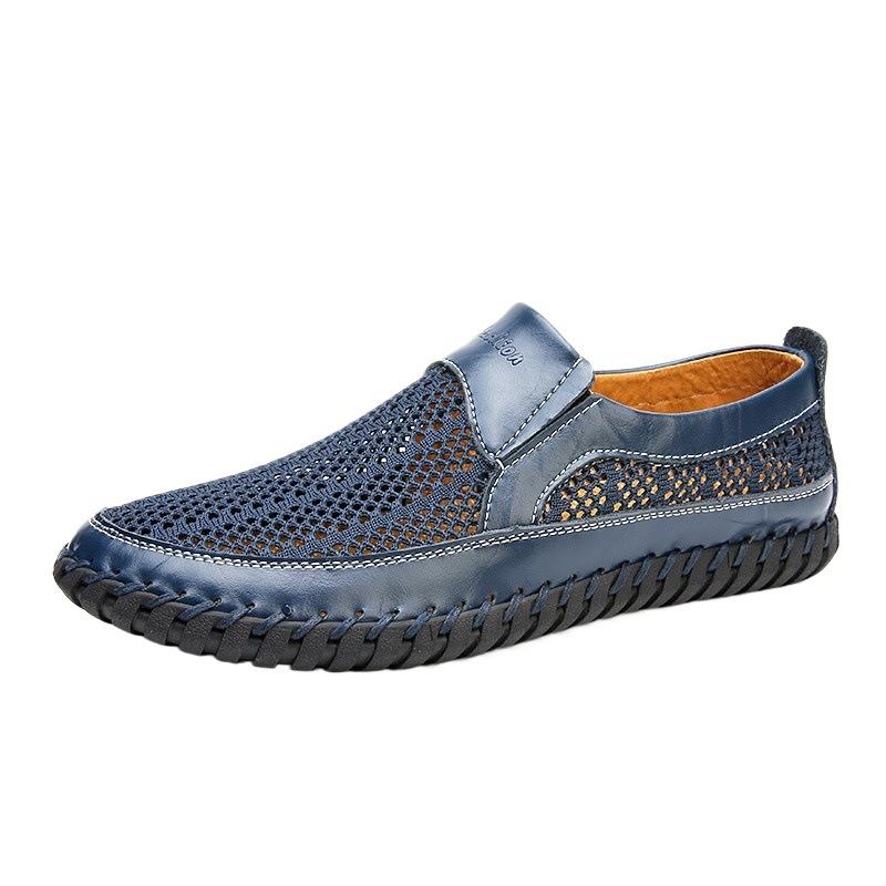 2025 Summer Sandals Men's Breathable Mesh Shoes 50 Large Size Comfortable Soft Sole One Pedal Leather Shoes Dad Shoes