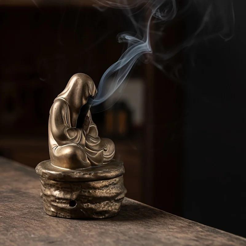 Buddha senza forma Meditazione Monaco Ceramica Portaincenso Bruciatore Casa Soggiorno Giardino Sala da Tè Sala Yoga Decorazione Zen
