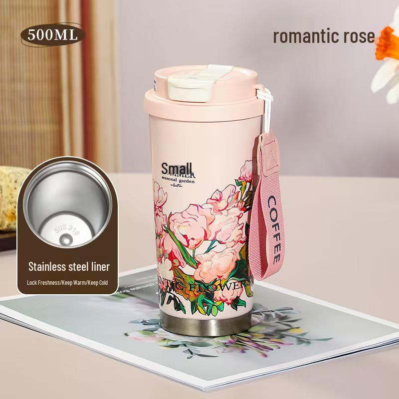Lanlinghua 316 Stainless Steel Vacuum Insulated Outdoor Coffee Mug with Rope