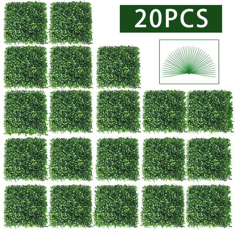 6/10/20pcs Artificial Plants Grass Wall Backdrop Flowers Wedding Boxwood Hedge Panels for Indoor Outdoor Home Garden Wall Decor