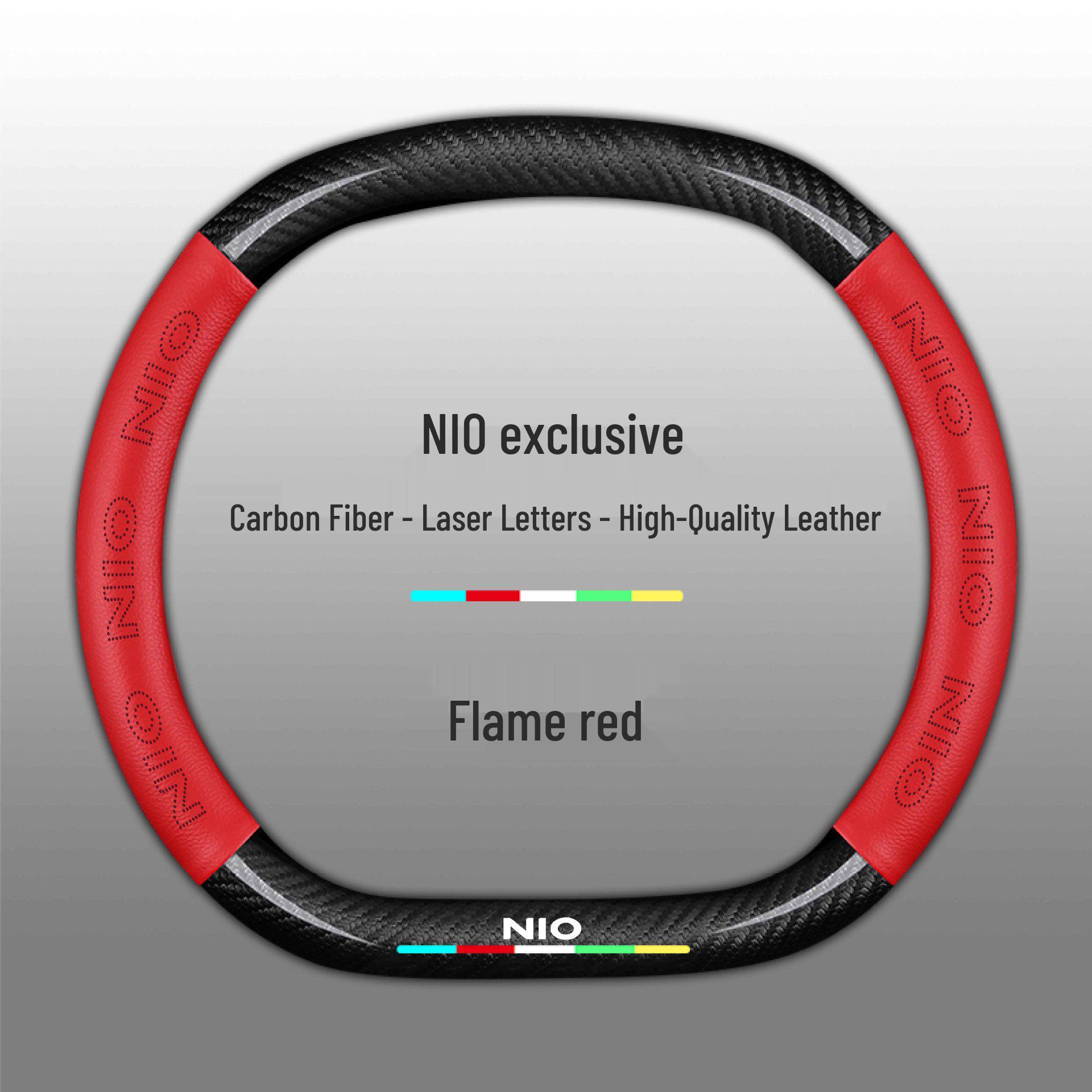 

Nio Genuine Leather Carbon Fiber Steering Wheel Cover for ES6, ET5T, EC6, ES8, EC7, ET7, ES7 - All Seasons 38cm