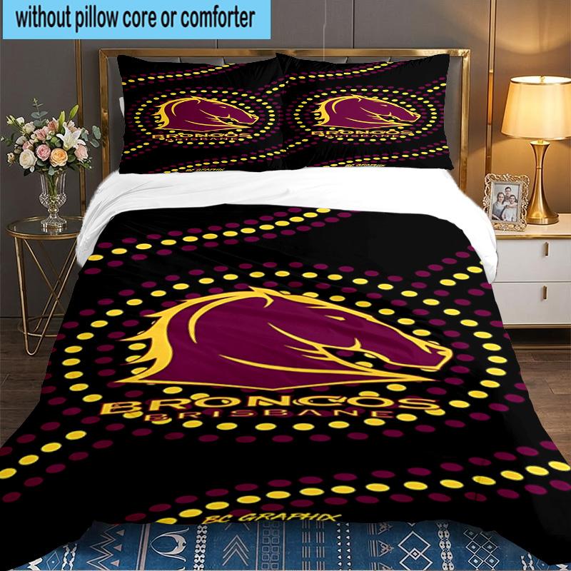 Brisbane Broncos 3PCS Bedding set,Ideal for 1pc Duvet Cover And 2pcs Pillowcases Perfect for Fan gift,Ideal for Bedroom, Dormitory
