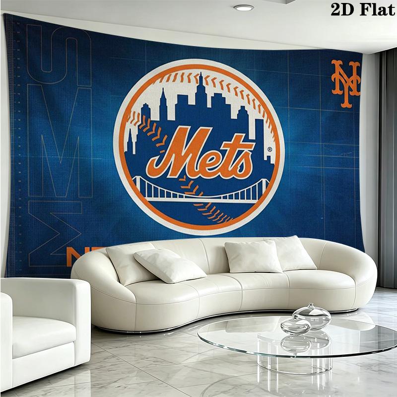 New York Mets Wandteppich Ästhetischer Wandbehang Bedruckter Stoffdecke Dekorative Wandteppiche für Schlafzimmer Wohnzimmer Heimdekoration