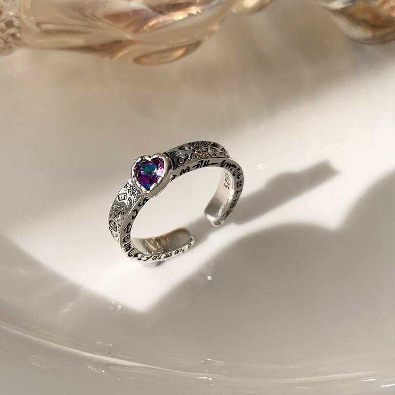 

Chic Heart Adjustable Ring For Women Fashionable Copper Jewelry With Stunning Zircon Detail