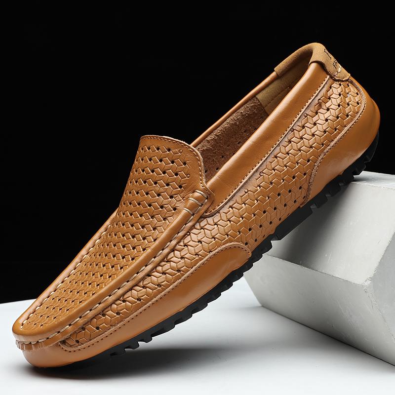 Fashion Summer Luxury Brand Men Casual Shoes Soft Genuine Leather Mens Loafers Moccasins Italian Designer Breathable Slip On Boat Shoes