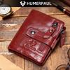 Humerpaul 100% Genuine Leather Men Wallet Coin Purse Small Card Holder PORTFOLIO Portomonee Male Walet Pocket Coffee Money