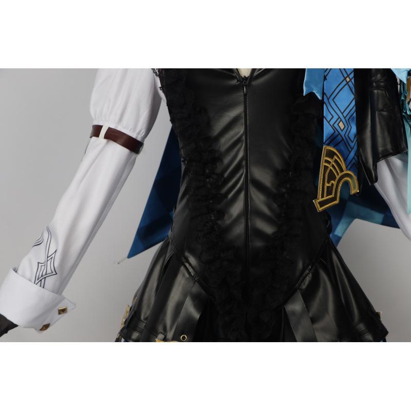 Costum Cosplay Lynette Fontaine Lyney Uniformă din piele Rochie Păr lung Urechi Fusta Mănușă Tinuta Coada Magician