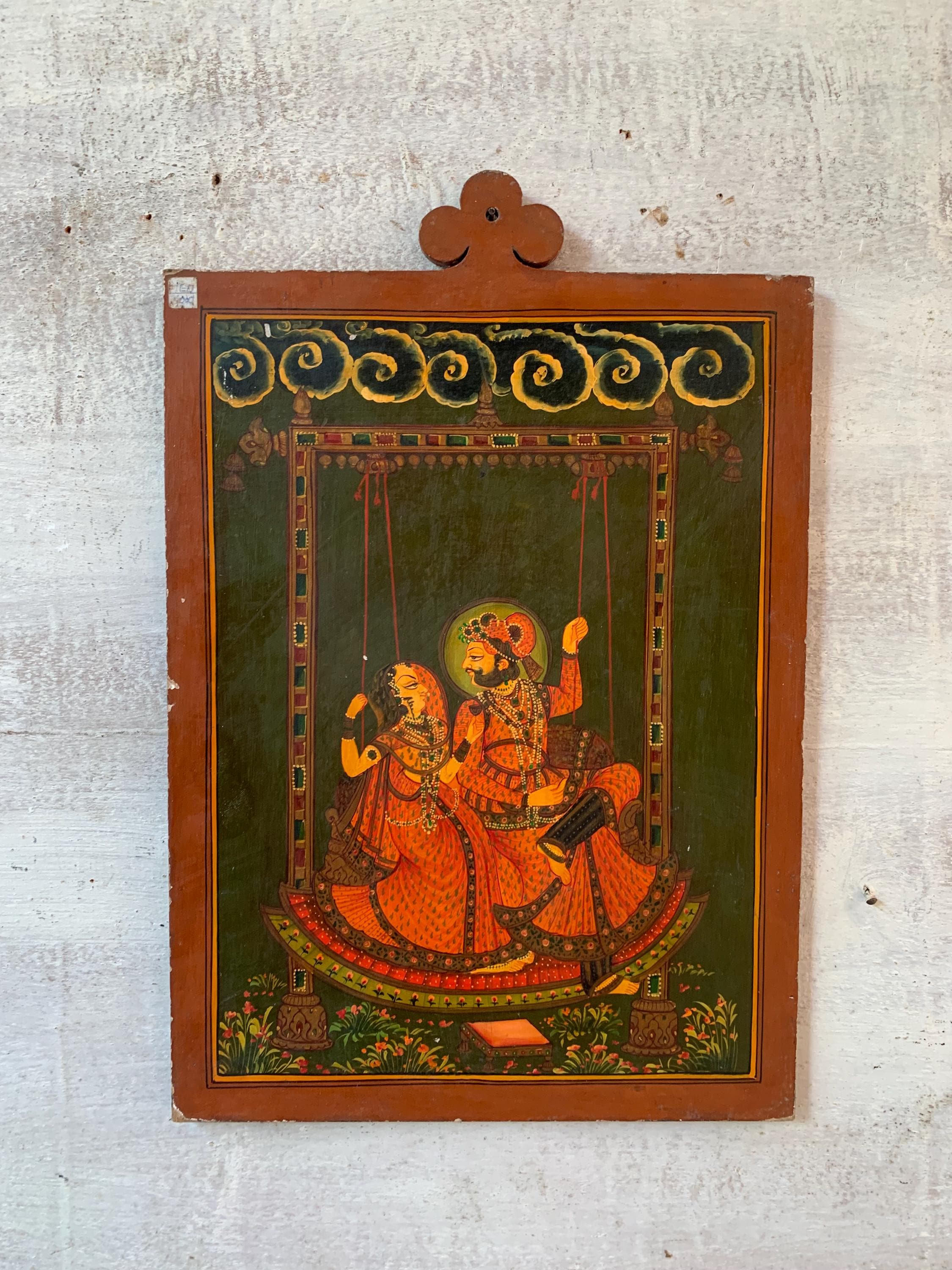 

Mughal Royal Couple Miniature Painting: Indian Wall Decor Art 16” X 8” X 24” (l x w x h) разноцветный