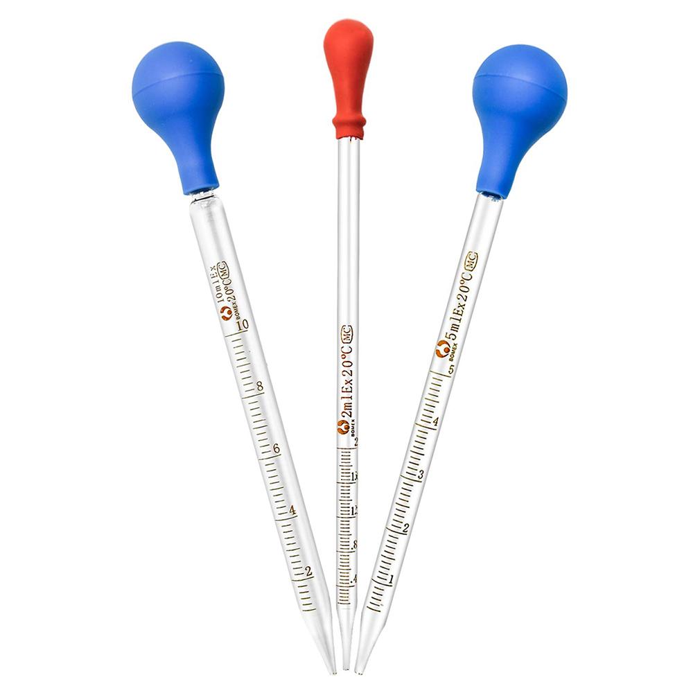 3 Pieces 10ml 5ml 2ml Glass Graduated Pipettes Transfer Dropper For Liquid Essential Oil Fluid And Liquid Pipettors 3pcs