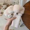 Women's Fluffy Winter Knit Gloves – Touchscreen, Half-Finger, Warm for Cycling
