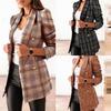 Women's Blazers - Plus Size Women Casual Blazer Jacket Double Breasted Plaid Coat Slim Office Elegant Chic Fashion Lady Suit Overcoat