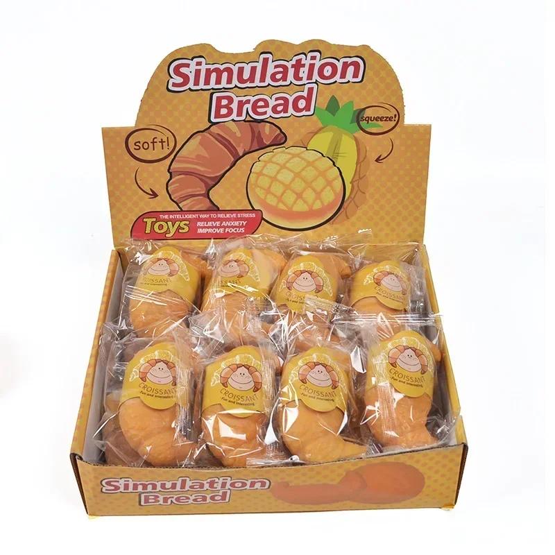 Zábavná realistická hračka od croissantu, štípnutí, stisknutí, úleva od stresu, roztomilá líná stresová koule, zábavná hračka od stresu, fidget