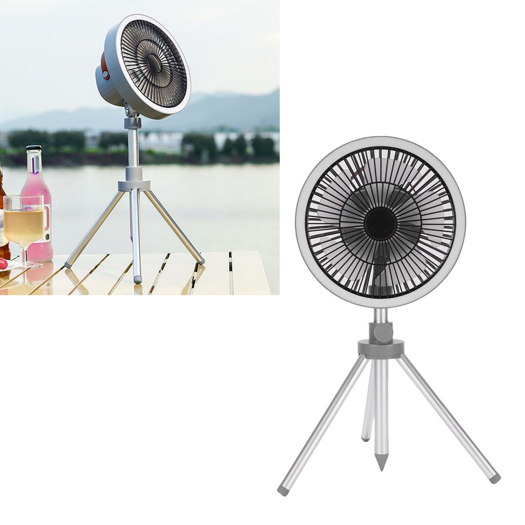 Camping Fan with Tripod 3 In 1 3 Speeds Oscillating Portable Standing Outdoor Fan with Light and Phone  R for Tent Fishing Picnic