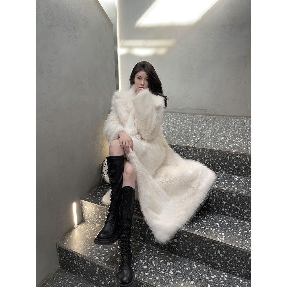 Nový vysoce kvalitní kabát z imitace liščí kožešiny, tmavá řada, středně dlouhý, silný, ekologický kabát z umělé kožešiny, bavlněný kabát pro ženy