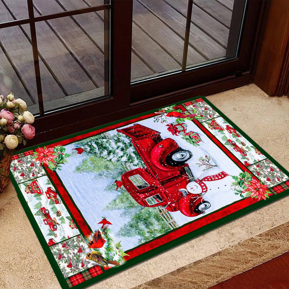 1Pcs Anti Fatigue Kitchen Rugs Christmas Truck Snowman  Waterproof Non-Slip Thick Cushioned Kitchen Mat Heavy Duty Comfort Standing Mat for Kitchen