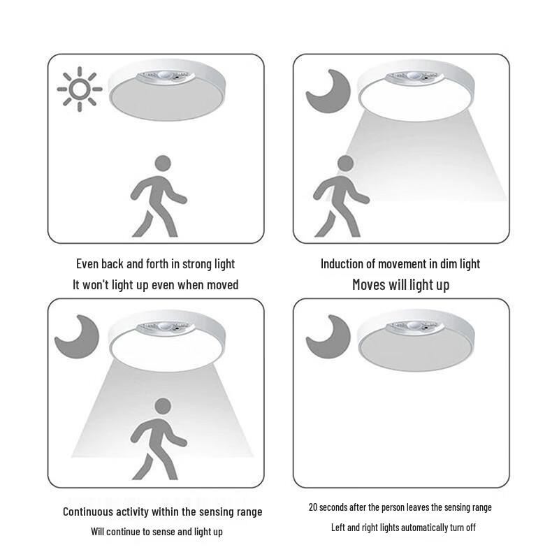 Yuqilong Rechargeable Motion Sensor LED Ceiling Light, 6000K White with Remote