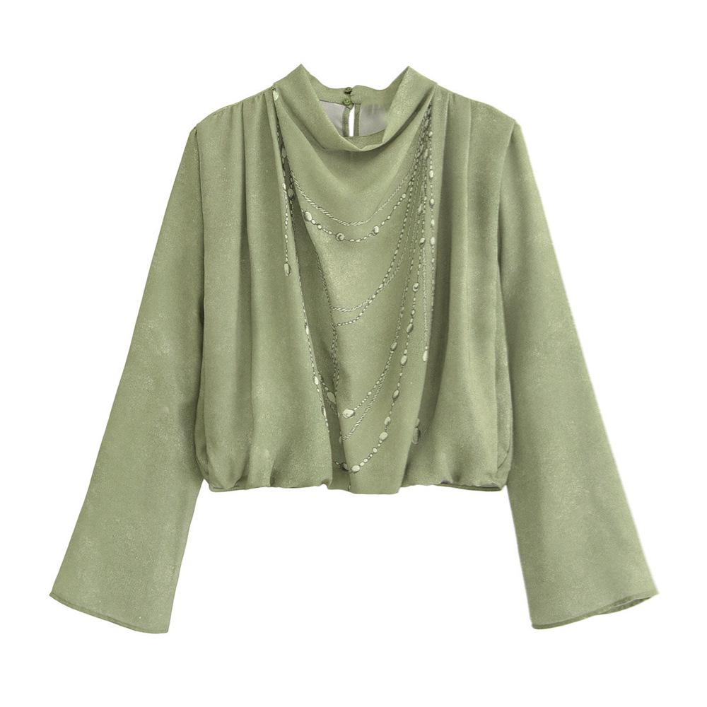 

2025 Women s Casual Spring Shirt with Chain Print S
