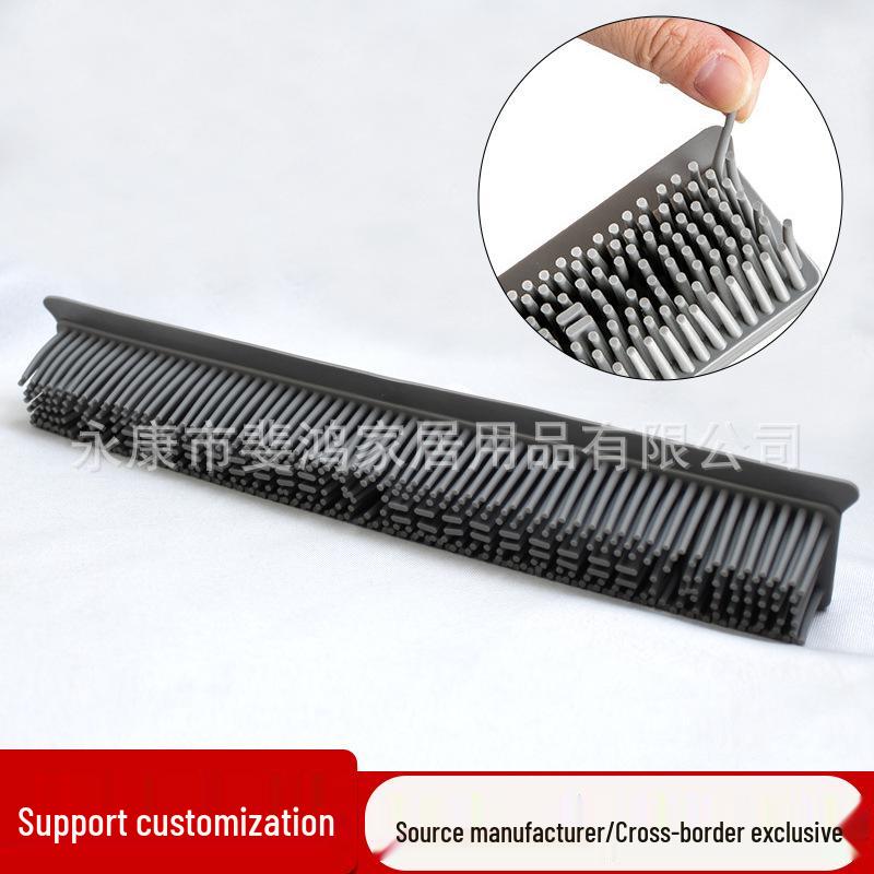 Silicone Soft Bristle Floor & Carpet Cleaning Brush with Dual-Use Squeegee for Pet Hair Removal