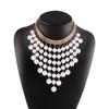 Retro Pearl Chain Fringed Necklace, Fashionable Personality Exaggerated Heavy Industry Collarbone Chain