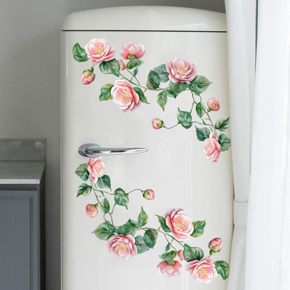 Removable Peony Vine Wall Sticker for Living Room, Bedroom, or Glass Cabinet