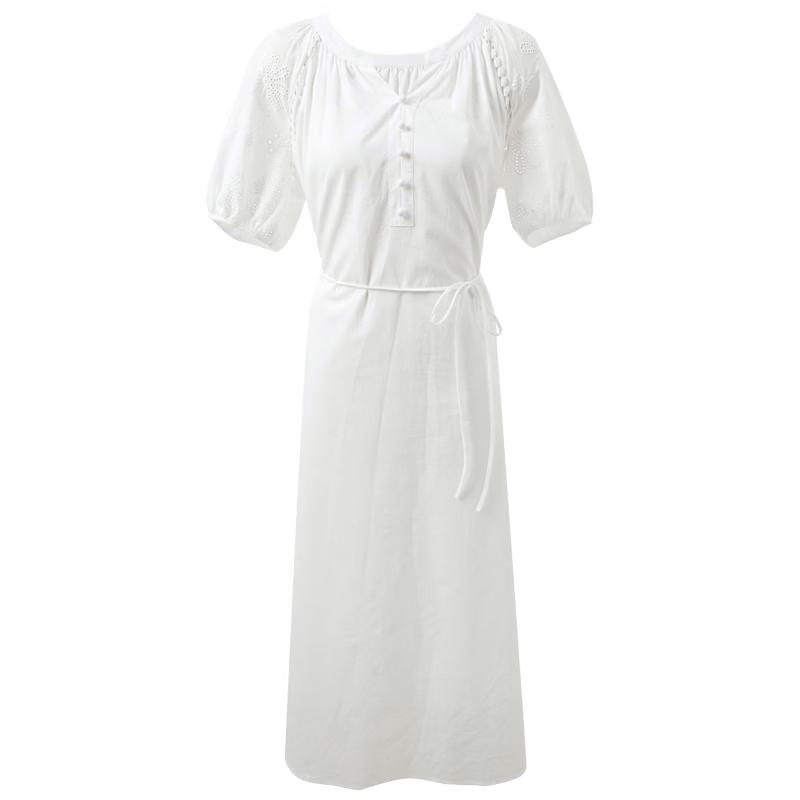 Sancai French Romantic White Cotton Dress S