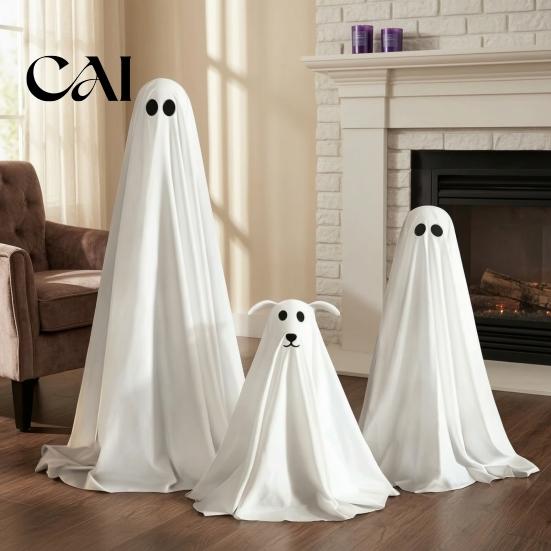 Festive Spooky Atmosphere Ornaments Halloween Ghost Dog Decoration, Ornament with LED Lights And Floating Decor for Entryway Remote Control,