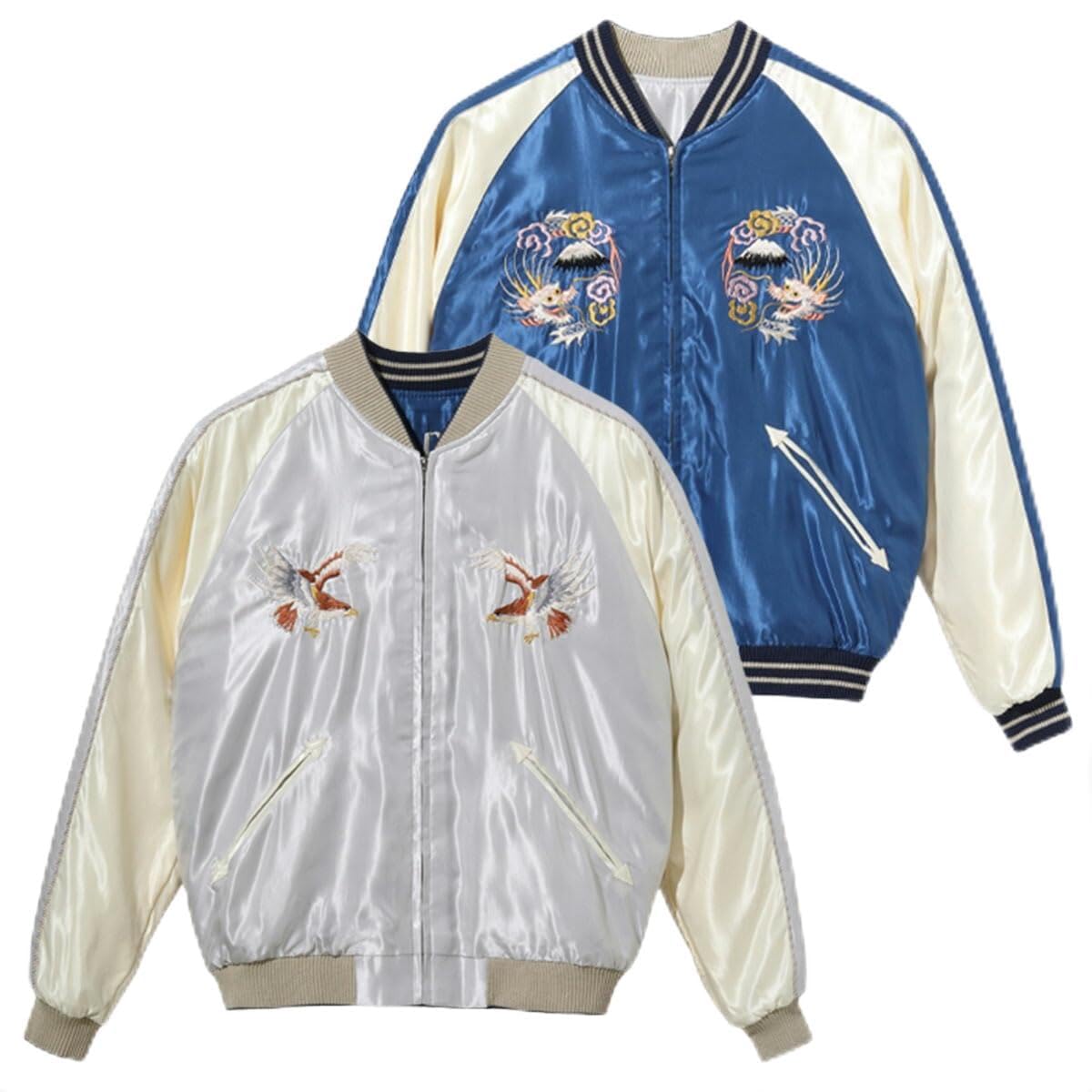 

Taylor Toyo Souvenir Jacket Sukajan Lot Late 1940s Style Acetate Souvenir Jacket 190 Silver L No. TT15390-190 / “EAGLE” × “JAPAN MAP”