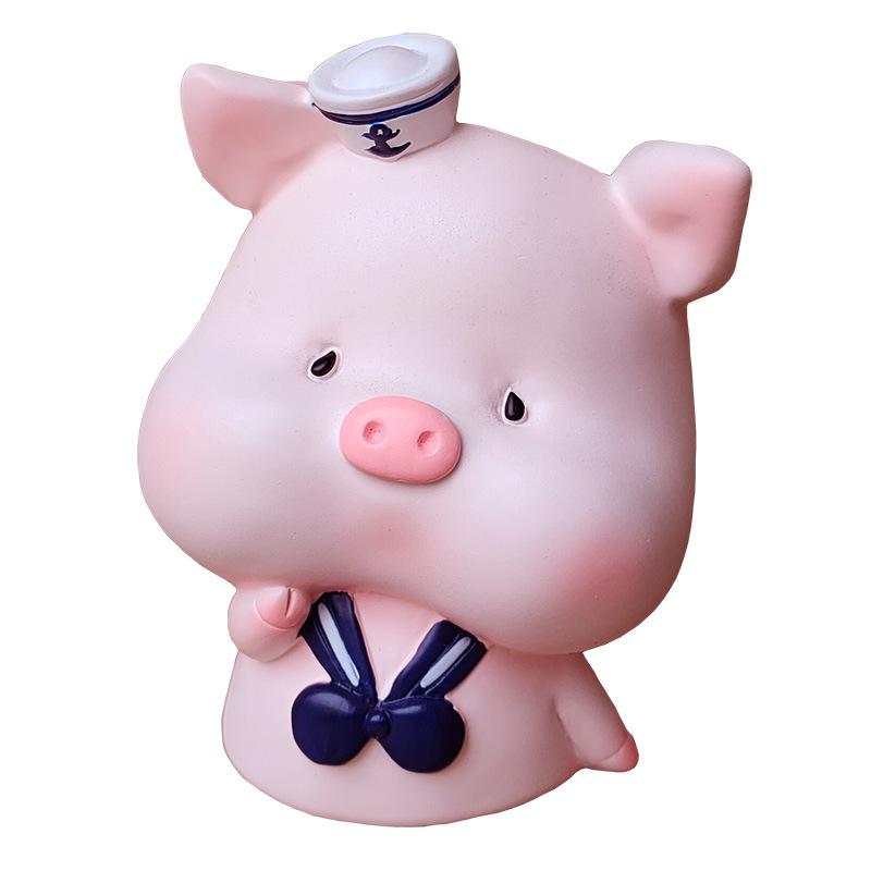 Cartoon Pig Resin Flower Pot for Succulents - Creative Desktop Decoration and Gardening Ornament