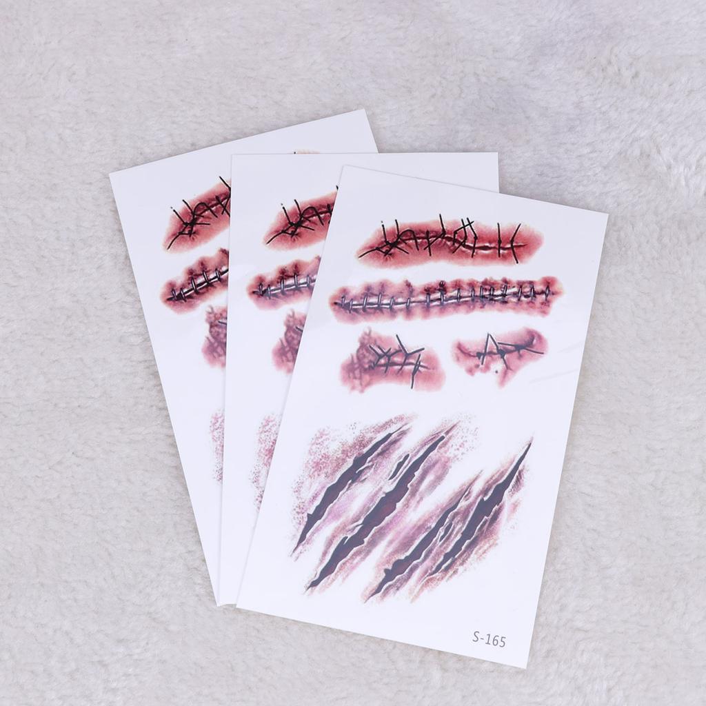 Buy 3pcs Scar Tattoos Makeup Wounds Scab Horror Temporary Stickers for ...