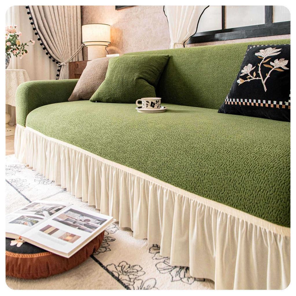 Retro High End Winter Plush Skirt Sofa Cover All Inclusive Universal Cover Anti Cat Scratch Cloth Sofa Cover