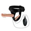 Wired Remote Vibrating Double Penetration Strap On Harness Realistic Silicone Dildo Panties Adjustable for Couples Pegging Anal