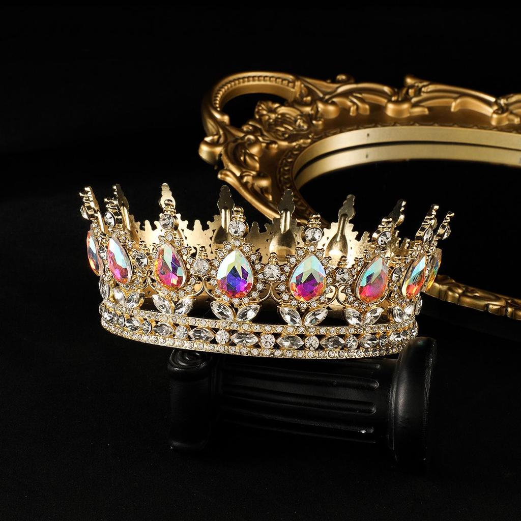 European-American Queen Crystal Alloy Round Crown Wedding Headdress