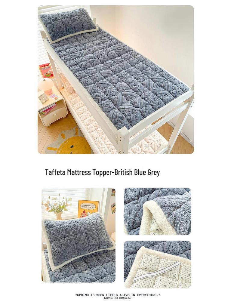 Winter Verdickte Taft Samt Matratzenauflage - Weiche Milch Samt Bettwäsche für Wohnheim, Einzel- oder Doppelbett