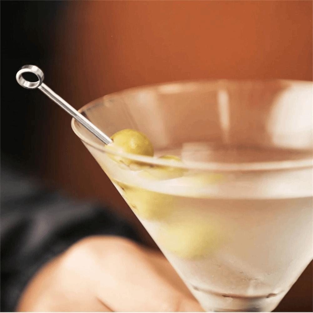 20Pcs Stainless Steel Cocktail Picks Long Handle Fruit Sticks Drink Stirring Sticks Bar