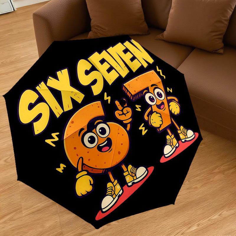 1PC Six Seven Automatic Open/Close Umbrella with Windproof, 8-Rib Sturdy Canopy, Durable Ribs, Fashionable Design, Outdoor Accessory, Fun Prin, Holida