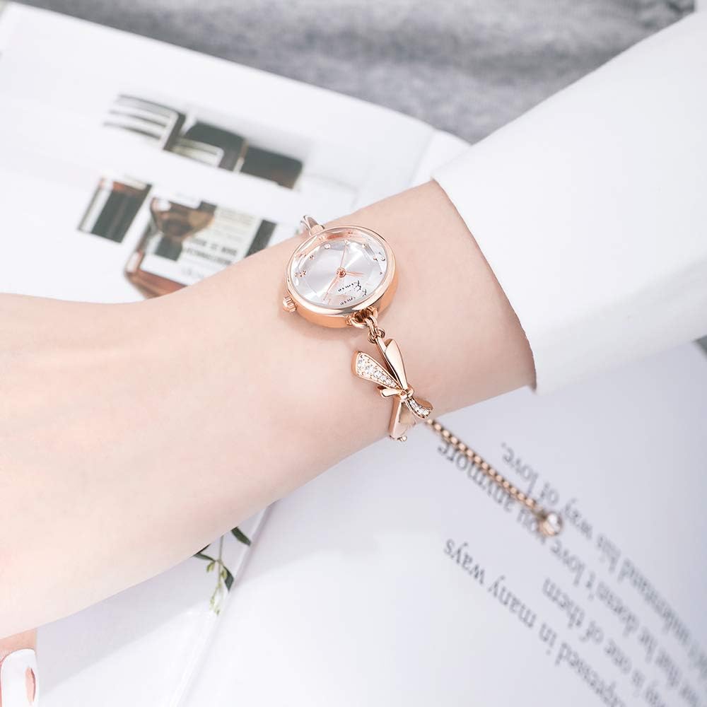 Kimio K6435 Rhinestone Chain Bracelet Women's Watch Gold White