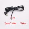 1Pcs USB Type C Micro  2/4 Pin Male / Female Wire Connector  Plug Socket DIY Repair Charging Power Supply Extension Cable Cords