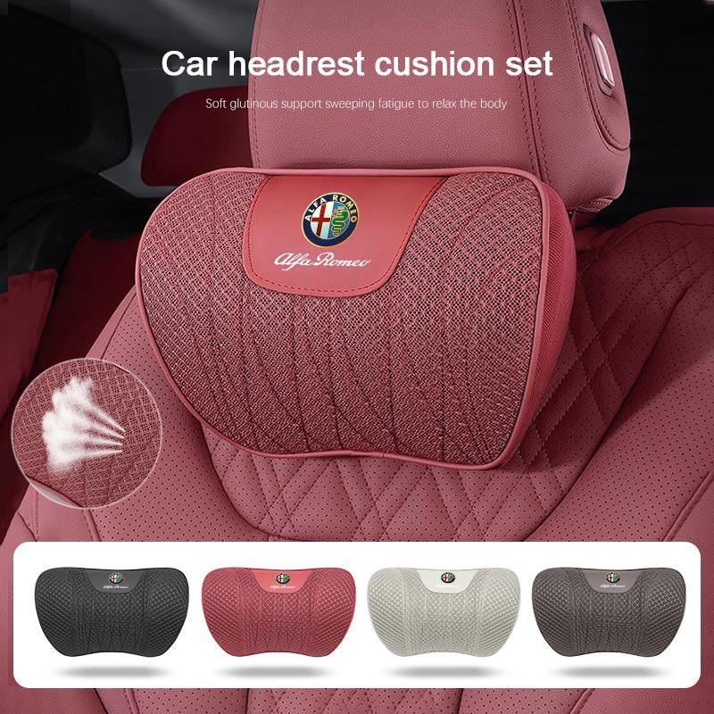 Ice Silk Car Seat Covers Auto Headrest Neck Pillow Lumbar Support For Alfa Romeo Giulietta Mito 159 Giulia Stelvio 156 147 Tonal