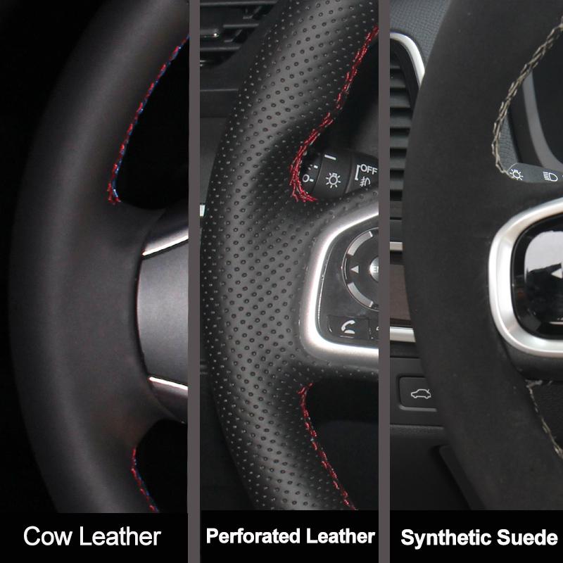 hand-stitched high-quality non-slip black Genuine Leather Car Steering Wheel Cover For Alfa Romeo Giulia Stelvio 2015-2018